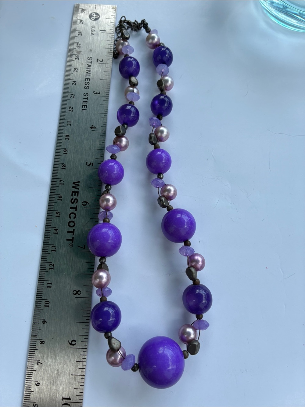 Charming Charlie purple bead statement necklace